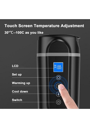 Sones Suıtu Hq-3900 24v/12v Araba/kamyon Isıtmalı Kahve Kupa Akıllı Kupa, Özellik: Küçük Ekran Siyah