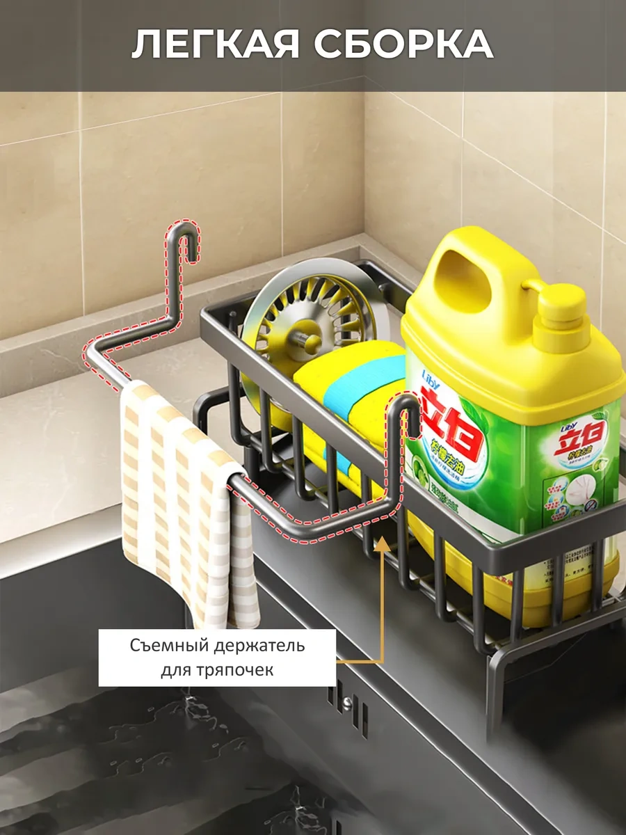 Trenco Mutfak İçin Deterjan Ve Süngerler İçin Evrensel Stand 267934710 Siyah