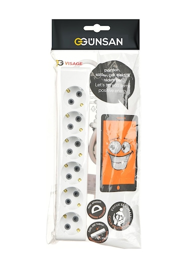 Günsan  Altılı Çocuk Korumalı Topraklı Grup Priz 2 Metre