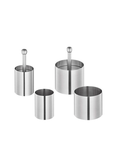 Dessertringe 4 Lü Set Paslanmaz Çelik Mousse Ve Garnitür Yüzükleri Gri
