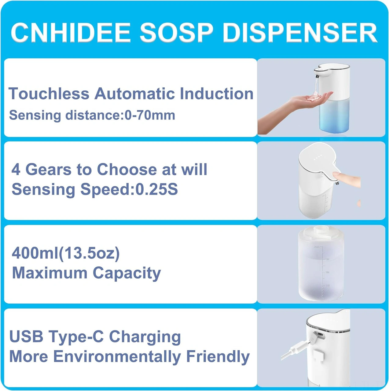 Hombey Cnhıdee Duş Jeli Ve Sabun Dağıtıcı, Duvar Takılı Ev Ve Ticari Kullanıma Otomatik Dokunsuz Şarjlı Makyina Diğer