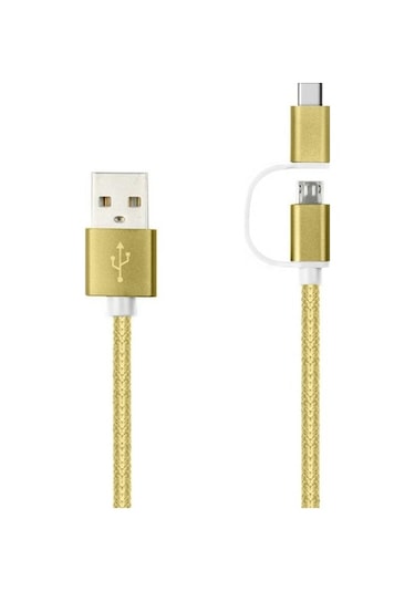 Linktech K556 2In1 Micro Usb + Type-C 1.2Mt Şarj Ve Data Kablosu