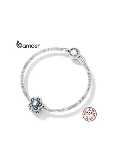 Bamoer 925 Ayar Gümüş Narin Çiçek Charm Kadınlar İçin Uygun Parlayan Taş Takılar Orijinal Bilezik Ve Bileklik Güzel Takı Hediye Gümüş