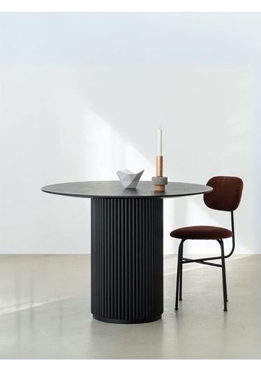 Breeze Yuvarlak Ahşap Bohem Masa 90x90 Siyah