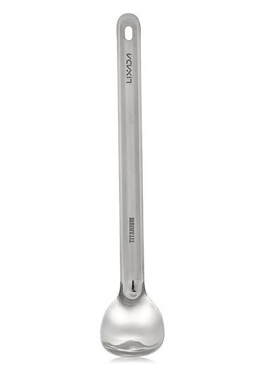 Lixada Titanyum Uzun Saplı Kaşık Cilalı Kase İle Açık Taşınabilir Yemek Kaşığı Çatal Bıçak Takımı Kamp B Çok Renkli