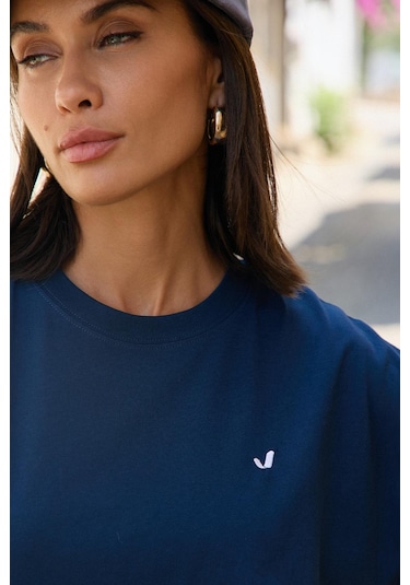 Aura Crop T-shirt Lacivert Lacivert