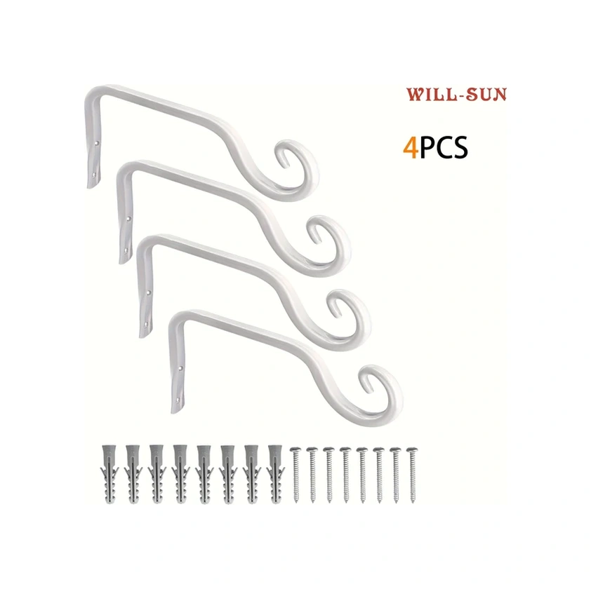 Gateesat 4 Adet Beyaz İskandinav Tarzı Metal Askılı Kuş Yemliği Ve Saksı Askısı