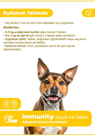 Dr. Paw Immunity Plus Küçük Irk Köpek Immün ve Enerji Desteği 90 G