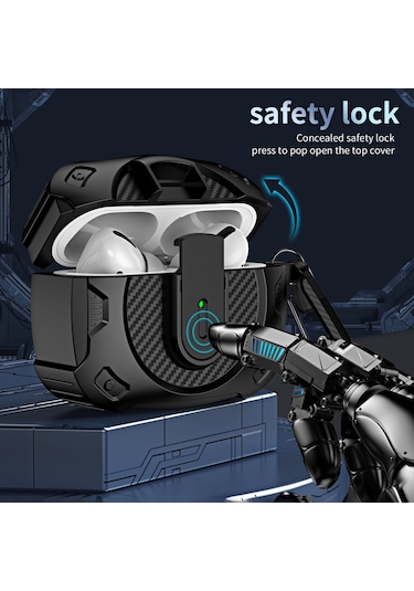 Airpods Uyumlu Pro Lock Darbeye Dayanıklı Bluetooth Kulaklık Koruyucu Kılıf İçin Siyah - Mor