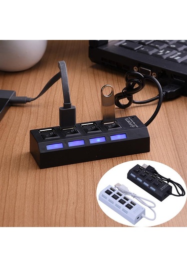 SPEEDUF 4 Port Usb 2.0 Hub Çoğaltıcı Çoklayıcı Switch Işıklı Anah