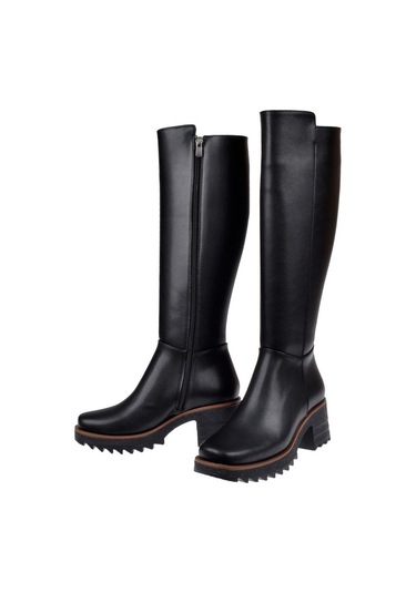 Pullman Kalın Topuklu Kadın Çizme İz-1000 Siyah-siyah Siyah
