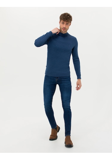 Pierre Cardin Erkek İndigo Melanj Triko Kazak 50276161-vr155 İndigo Melanj