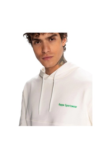 Kappa Authentic Theo Erkek Beyaz Regular Fit Hoodie Beyaz