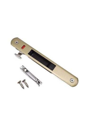 Pazly Dayanıklı Sürgülü Kapı Pencere Kilidi, Kanca Çinko Alaşımı, Color 4, Tek Taraflı Anahtarlı, 198x28mm