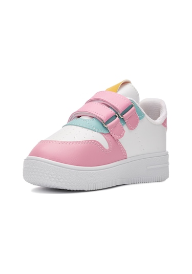 Nstil Zl001 Rahat Hafif  Günlük Çocuk Bantlı Spor Ayakkabı - Beyaz - Pembe- Mor