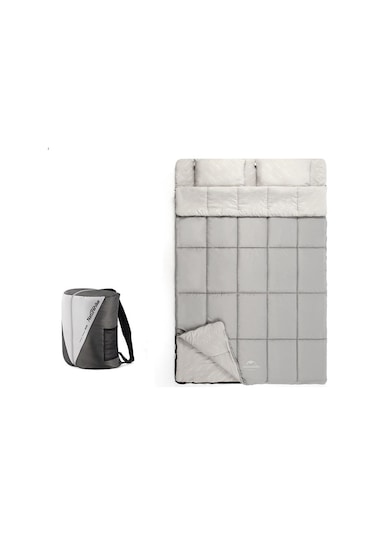 Naturehike HD250 Zarf Tarzı Yastıklı Çift Kişilik Pamuklu Uyku Tulumu Grili Kahverengi