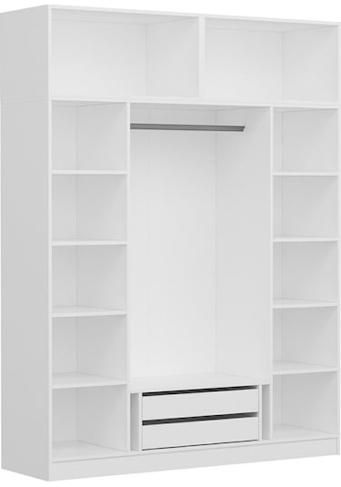 Minar Kale 4 Kapaklı 2 Aynalı 2 Ç Dolap Ve Yüklük Beyaz Antrasit 235cm