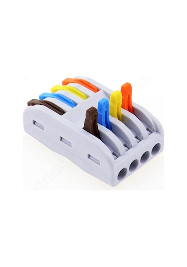 Hızlı Kablo Ekleme Birleştirme Aparatı 4 Dörtlü Klemens - 5 Adet