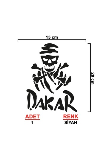 Dakar Kuru Kafa Sticker - Dakar Sticker - 15cmx20cm - Siyah