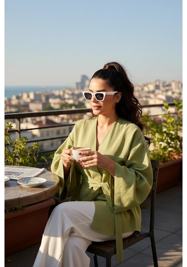 Kadın Kuşaklı Kimono 1177 Yeşil