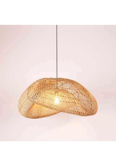 Yasmin Asimetrik Rattan Avize 80x40 Bej