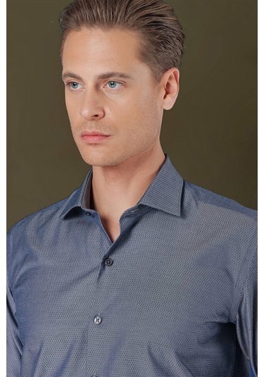 Gk 709 Slim Fit Füme Klasik Gömlek Füme