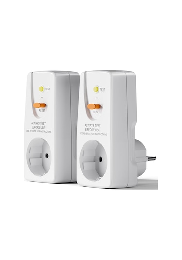 Xurunkeji 2'li Paket 16a Gfci Kaçak Korumalı Fiş Rcd Priz Ev Sigortası Kesme Anahtarı Kişisel Koruma Fişi Ab Fişi