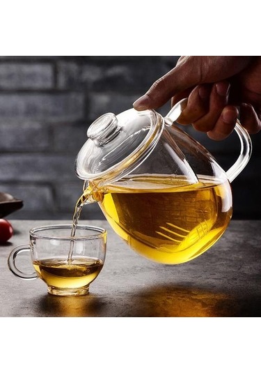 Isıya Dayanıklı Cam Demlik Çay Pot Kung Fu Çay Seti Puer Su Isıtıcısı Kahve Cam Makinesi Uygun Ofis Çay Setleri 500ml Çaydanlıklar Altın - Buz Mavisi