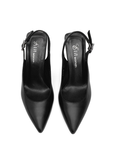 Elit Calissa Kadın Hakiki Deri Klasik Topuklu Ayakkabı Siyah Siyah