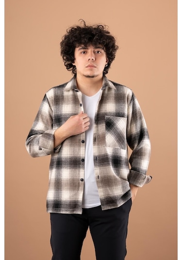 Bican Cepli Oversize Erkek Oduncu Gömlek