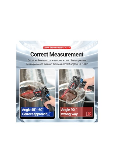 Maiyame Endüstriyel Enstrüman Aneng Th05 -20 C 650 C Kızılötesi Sıcaklık Ölçer, Lazer Sensörlü Hızlı Ölçüm, Siyah, Batarya Hariç