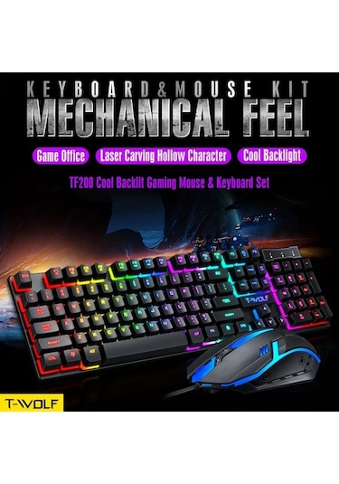 Techbloom Tf200 Ultra Ince Kablolu Klavye Ve Fare Kombosu Usb Tak Laptop Masaustu 104 Tus Rgb Aydinlatmali Ps4 Xbox Pc Mac Oyun Klavye Fare Seti Diğer
