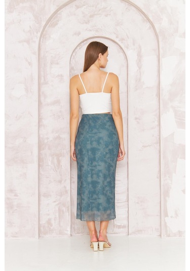 Kadın Haki Astarlı Tül Etek Dm2037 Haki