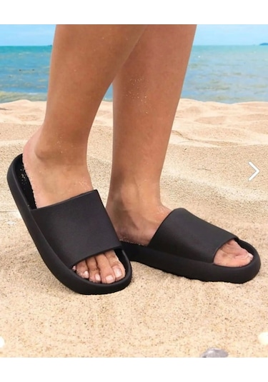 Plaj Havuz Günlük Ev Banyo Kaymaz Taban Terlik Siyah