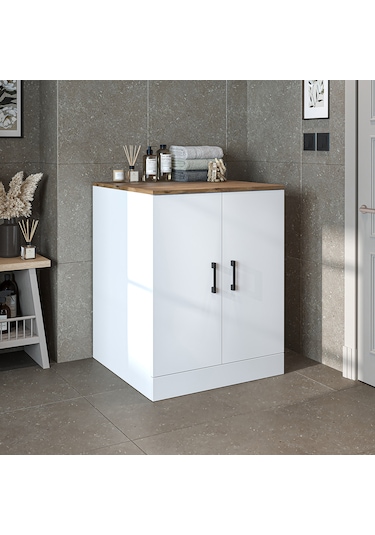 Çamaşır Kurutma Makinesi Alt Dolabı Kapaklı Banyo Alt Dolap.51 Atlantik Çam - Beyaz Çamaşır Kurutma Makinesi Alt Dolabı Kapaklı Banyo Alt Dolap.51 Atlantik Çam - Beyaz