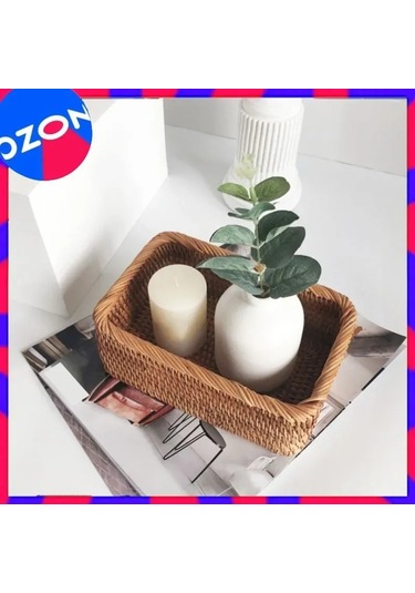 Qingmipy El Örgüsü Vintage Sepet - 20x14 Cm - Çay, Kuruyemiş Ve Takılar İçin Şık Depolama Kahverengi