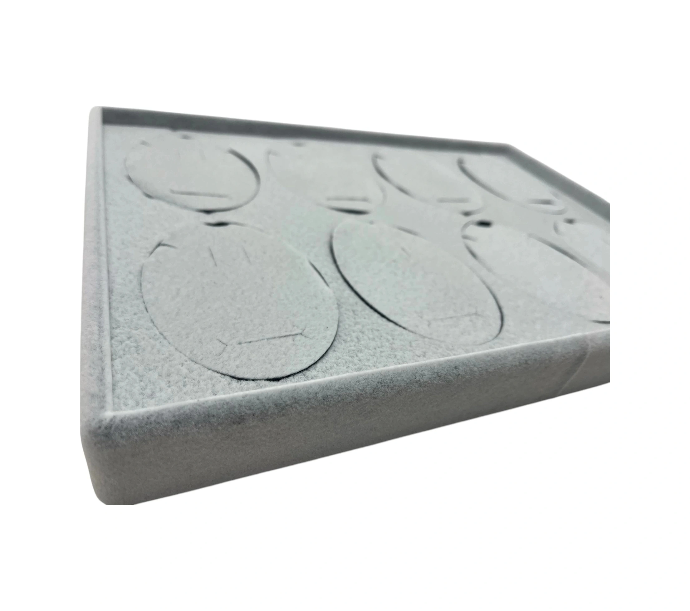 Süet Kumaş Gri 34-24 Cm Ayaklı 8 Pedli Kolye Tabla Stand