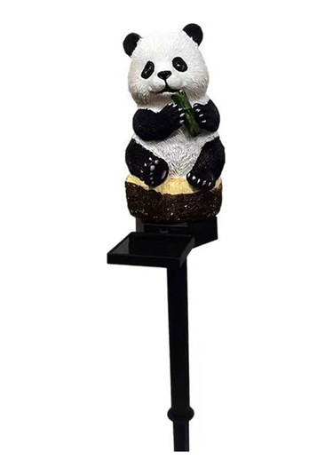 Gajeena Panda Şekilli Güneş Enerjili Led Bahçe Işığı - Su Geçirmez, Akıllı Işık Kontrolü, Toprak Takma Tasarımı, Islak Sarı Işık