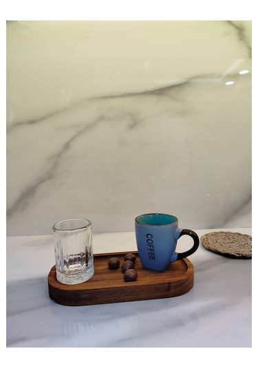 3 Lü Ahşap Fincan Seti Coffee