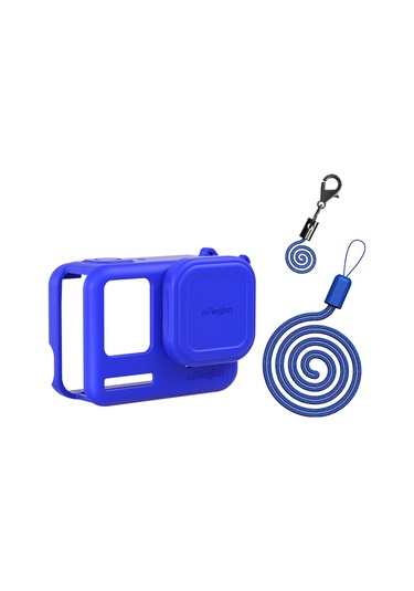 Jeehugo Amagisn Silikon Kamera Koruması - Insta360 Ace Pro İçin Gövde Kılıfı + Lens Kapak + Askı, Mavi