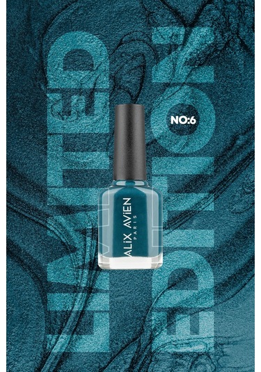 Alix Avien Limited Edition Işıltılı Petrol Mavi Oje-yüksek Pigmentli Kalıcılık Hızlı Kuruma-nail Lacquer No:6