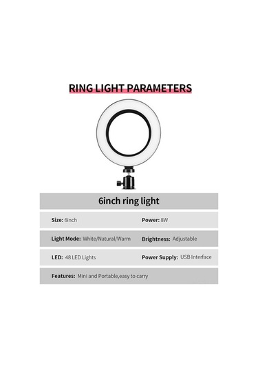Besthome1 6 İnç Led Dairesel Işık - Beyaz, Usb Beslemeli, 3 Modlu, 360 Derece Döner, Makyaj/canlı Yayın/foto/video Işık Kaynağı Beyaz