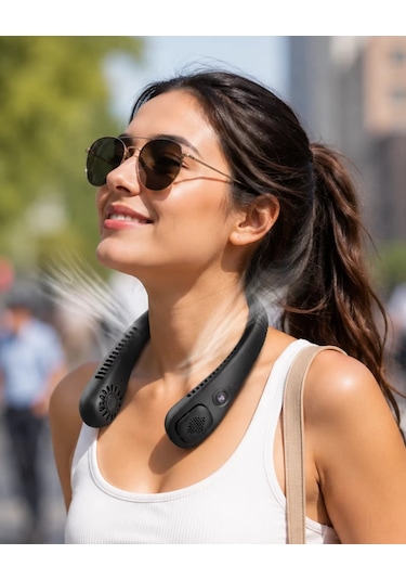 5 Modlu 4 Fanlı Uzun Şarj Süreli Boyun Askılı Taşınabilir Fan