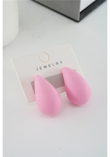 Kadın Vip Seri Su Damlası Model Küpe Pembe