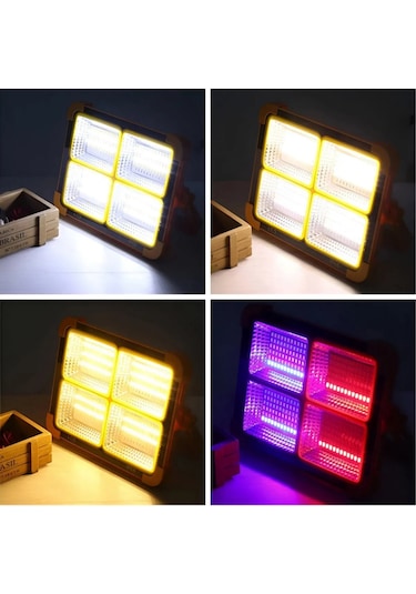 Güneş Enerjili Solar Led Projektör Taşınabilir Fenerli Powerbank