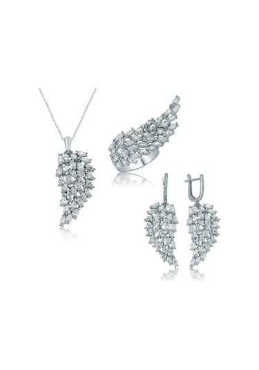 Gümüş Melek Kanadı Kadın Set Gümüş