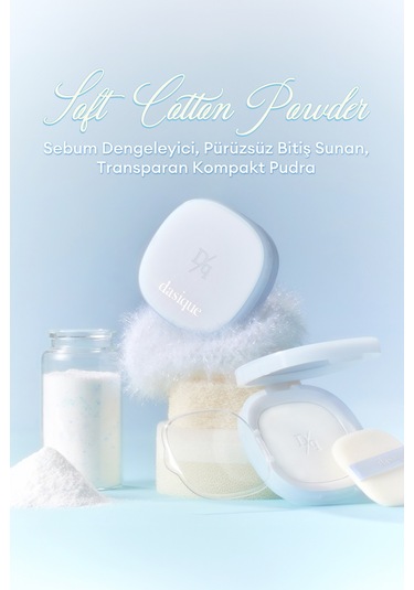 Dasique Sebum Dengeleyici Pürüzsüz Bitiş Sunan Transparan Kompakt Pudra Soft Cotton Powder Beyaz