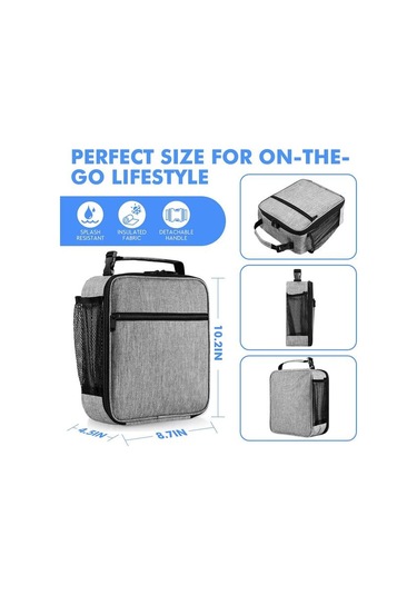 Ru-yalıtımlı Öğle Yemeği Çantası Rulo Üstlü Öğle Yemeği Kutusu Tote Öğle Yemeği Çantası Açık Gri --