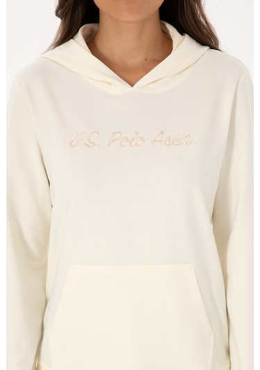 U.S. Polo Assn. Kadın Krem Kapüşonlu Sweatshırt 50313559-VR256