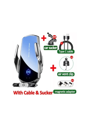 Hfambition Araç İçin Manyetik Kablolu Kablosuz Şarj Cihazı 15w Hızlı Şarj + Otomatik Klem + 360 Döner Telefon Tutucu Type-c, İphone/samsung Uyumlu Diğer
